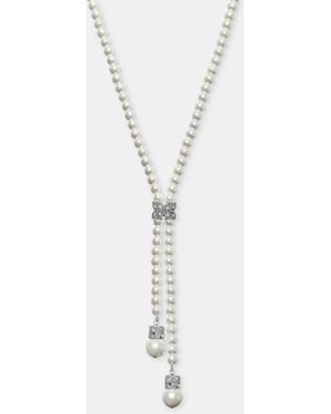 Charter Club Crystal & Imitation Pearl Lariat Necklace - White