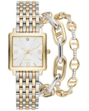 Playzoom Jessica Carlyle Two-tone Bracelet Watch 28mm Gift Set - Metallic