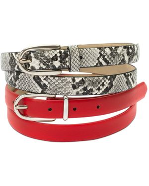 INC International Concepts 2-pk Snake & Solid Belt - Multicolor