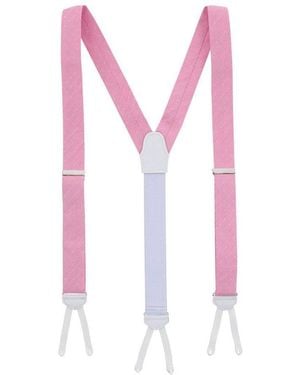 Trafalgar Churchill Chambray Polka Dot Linen Blend Formal End Suspenders - Pink
