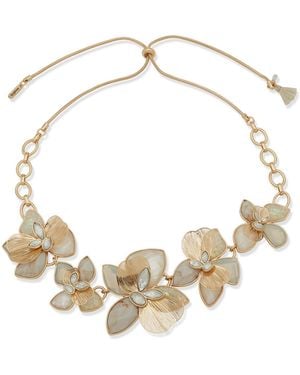 Lonna & Lilly Multi-stone Flower Frontal Necklace - Metallic