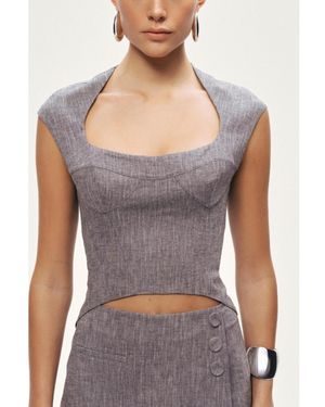 Nocturne Open-back Tailored Top - Gray
