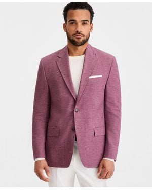 Michael Kors Classic-fit Linen-blend Melange Blazer - Purple