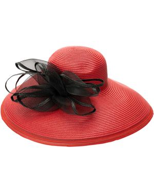 August Accessories Extra Wide Brim Crinoline Hat - Red