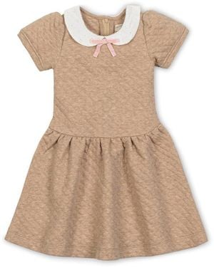 Hope & Henry Big Girls Short Sleeve Quilted Dress - Natural