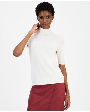 Kobi Halperin Aiden Mock-neck Short-sleeve Lightweight Wool-blend Sweater - White