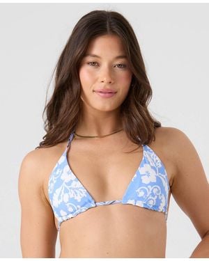 Roxy Printed Reversible Tiki Tri Halter Bikini Top - White