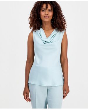 Kasper Sleeveless Cowlneck Top - Blue