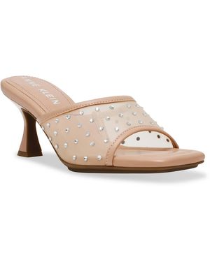 Anne Klein Julie Square Toe Mesh Mule Dress Sandals - White