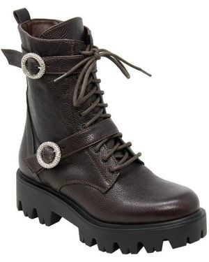 Charles David Hacker Lug-sole Lace-up Round-toe Booties - Black