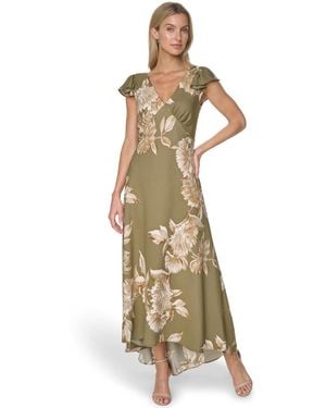 calvin klein maxi dresses macy's Calvin Klein Women's Split-Neck Tiered Maxi Dress