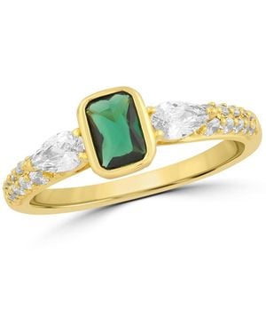 Simona Radiant Bezel-set Rectangle Pearshaped Cz Ring - Metallic