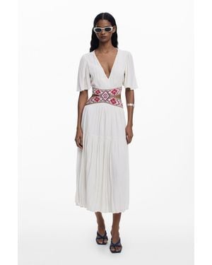 Desigual Embroidered Cut-Out Dress - White