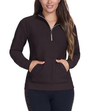 Skechers Go Luxe Ribbed Knit Quarter Zip Jacket - Black