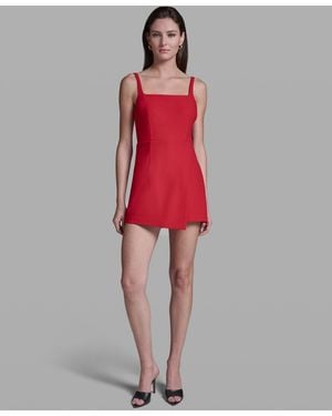 BCBGMAXAZRIA Sleeveless Mini Romper Dress - Red