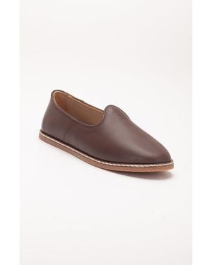 Epilogue Shoes Dalya Leather Slip On Flats () - Brown