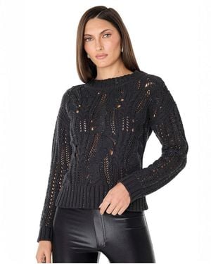The Noli Shop Elea Crystal Knit Sweater - Black