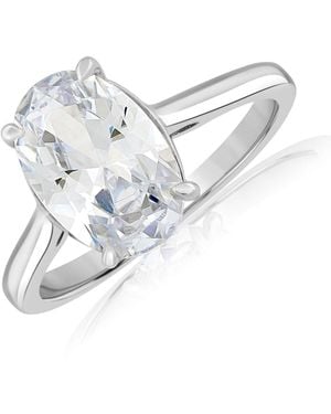 Simona Radiant Oval Solitaire Cz Ring - White