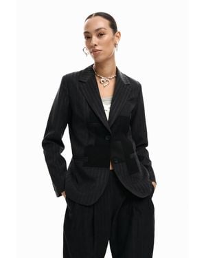 Desigual Striped Patch Blazer - Black