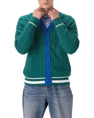 Members Only Cable Knit Cardigan - Green