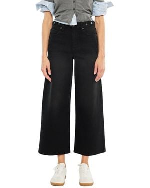 Kancan Victoria Ultra High Rise Cropped Wide-leg Jeans - Black