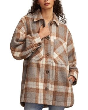 Lucky Brand Oversized Plaid Shirt Jacket - Brown