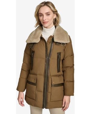 Andrew Marc Black Label Dutton Aviator Mixed Media Puffer - Brown