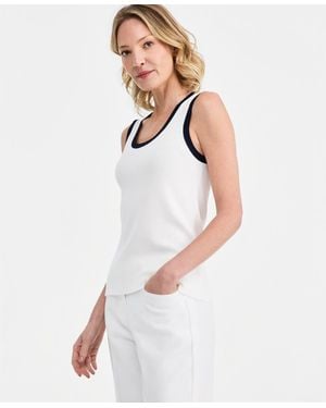 Tahari Scoop-neck Sleeveless Top - White