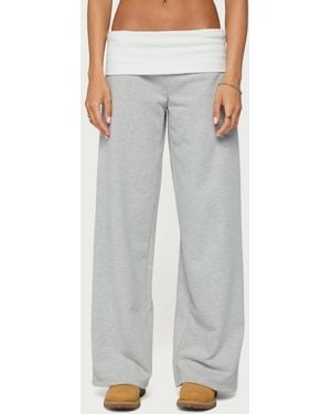 Edikted Idha Contrast Foldover baggy Sweatpants - Gray
