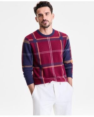 Club Room Patrick Regular-fit Plaid 100% Cashmere Sweater - Red