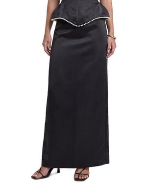 4th & Reckless Peyton Satin Maxi Slit Skirt - Black