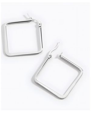 Mint & Lily Geometric Girl Boss Hoop Earrings - White