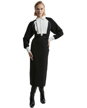 Karen Millen Contrast Collar Midi Dress - Black