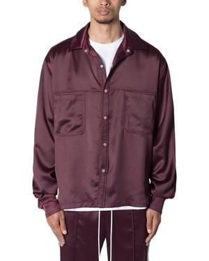 MNML Loiter Studded Satin Pajama Shirt - Purple