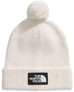 The North Face Logo Box Pom Beanie - Natural