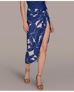 Donna Karan Donna Karan Draped Side-slit Sarong Skirt - Blue