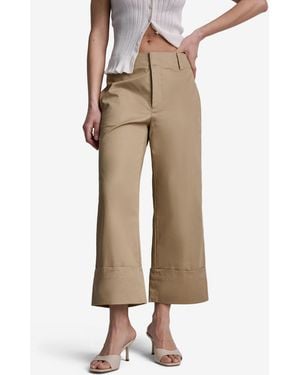 BCBGMAXAZRIA Cuffed Wide-leg Cropped Pants - Natural