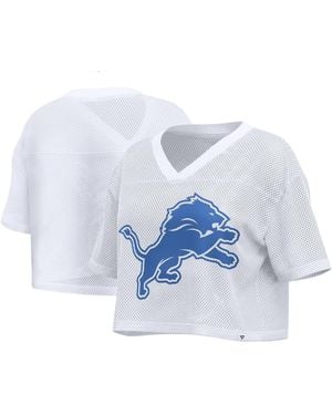 Fanatics Detroit Lions Oversized Cropped Mesh V-neck Jersey - Blue