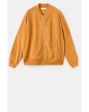 Mango Terry Cotton Cardigan Sweater - Orange