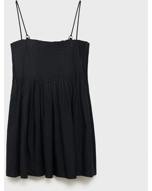 Mango Short Pleated Cotton Dress - Black
