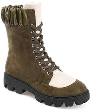 Journee Collection Elinor Lace Up Lug Booties - Brown
