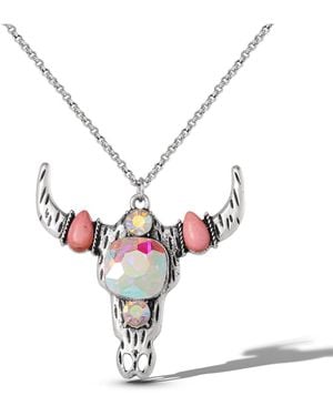 Jessica Simpson Layered Southwestern Horn Pendant And Beaded Necklace Set - White