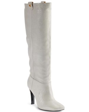Donna Karan Slouch Square Toe Boots - White