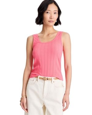 On 34th Pointelle Rib Scoop-neck Layering Tank - Red