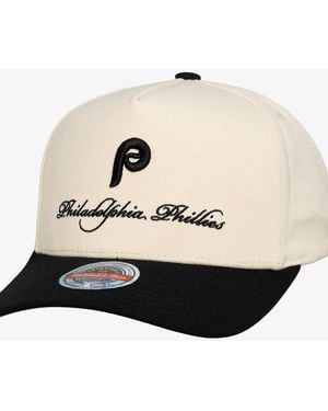 Mitchell & Ness Cream/black Philadelphia Phillies Cooperstown Collection Flawless Script Stretch-snap Hat - Natural