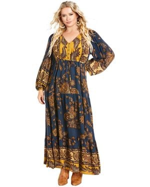 Avenue Plus Size Ellery Long Sleeve Maxi Dress - Multicolor