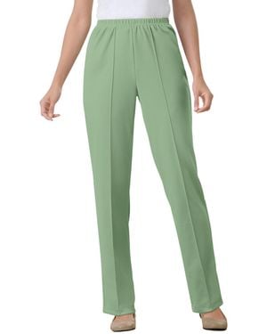 Woman Within Within Knit Hassle-free Pull-on Elastic-waist Pants - Green