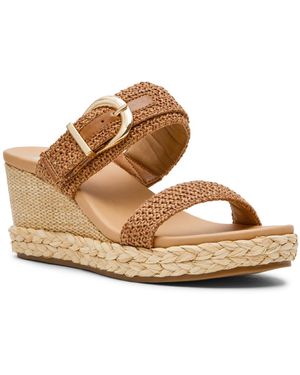 Dolce Vita Elenar Two-band Buckle Platform Espadrille Wedge Sandals - Metallic