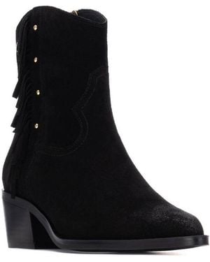 Xti Suede Fringe Ankle Booties Carmela Collection - Black