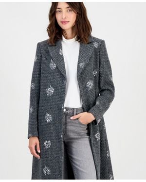 Cece Single-breasted Sparkle Boucle Maxi Coat - Gray